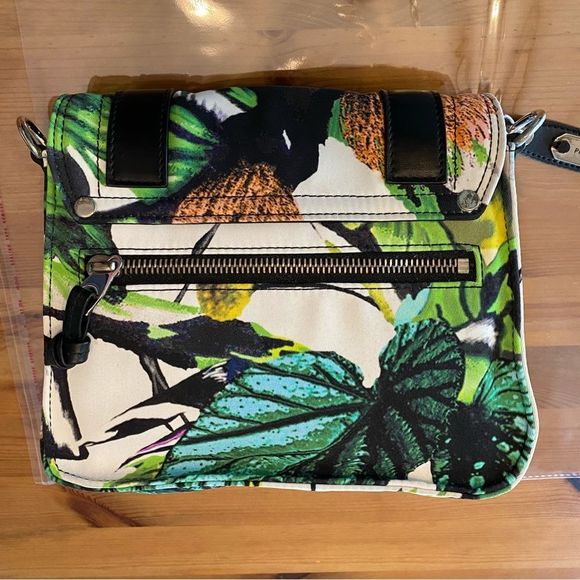 Proenza Schouler PS1 Tropical Print Nylon Pouch Crossbody Bag Ecru Multi Flawed - Picture 4 of 16